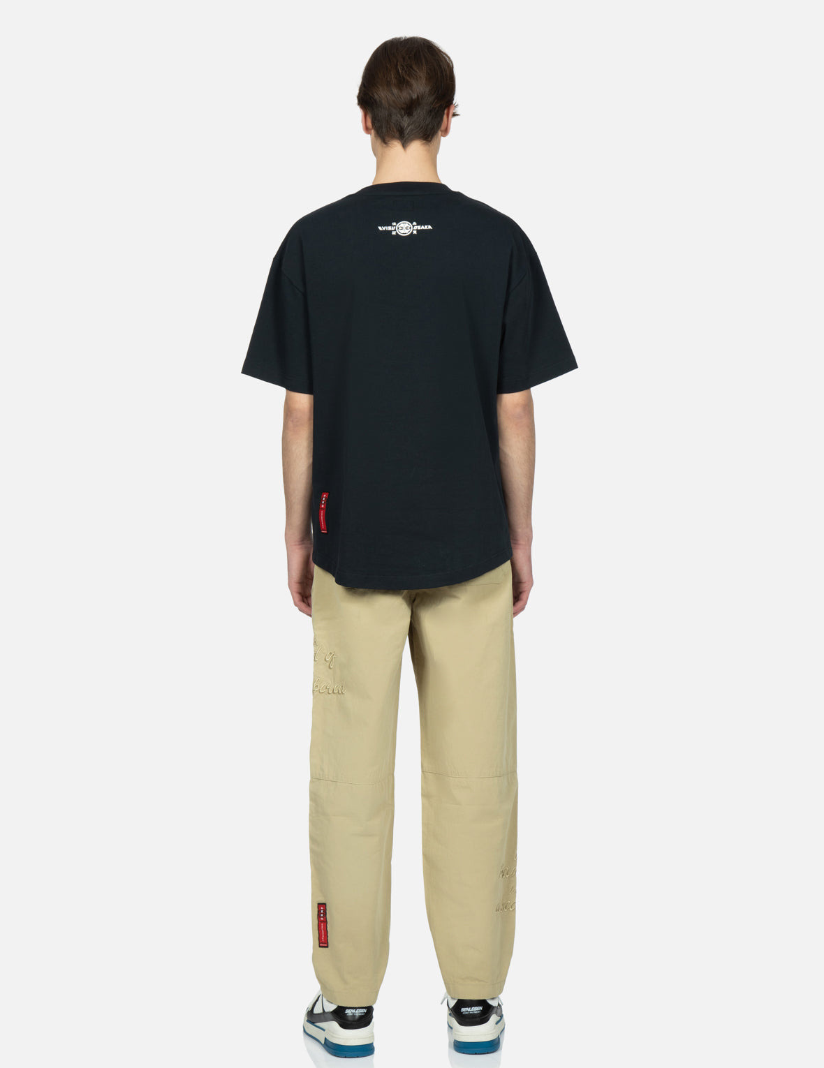 KAMON AND SLOGAN EMBROIDERY LOOSE FIT PANTS - 5