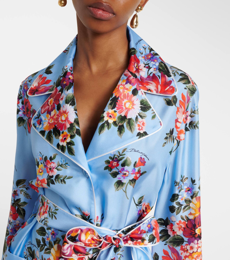 Floral belted silk blouse 4