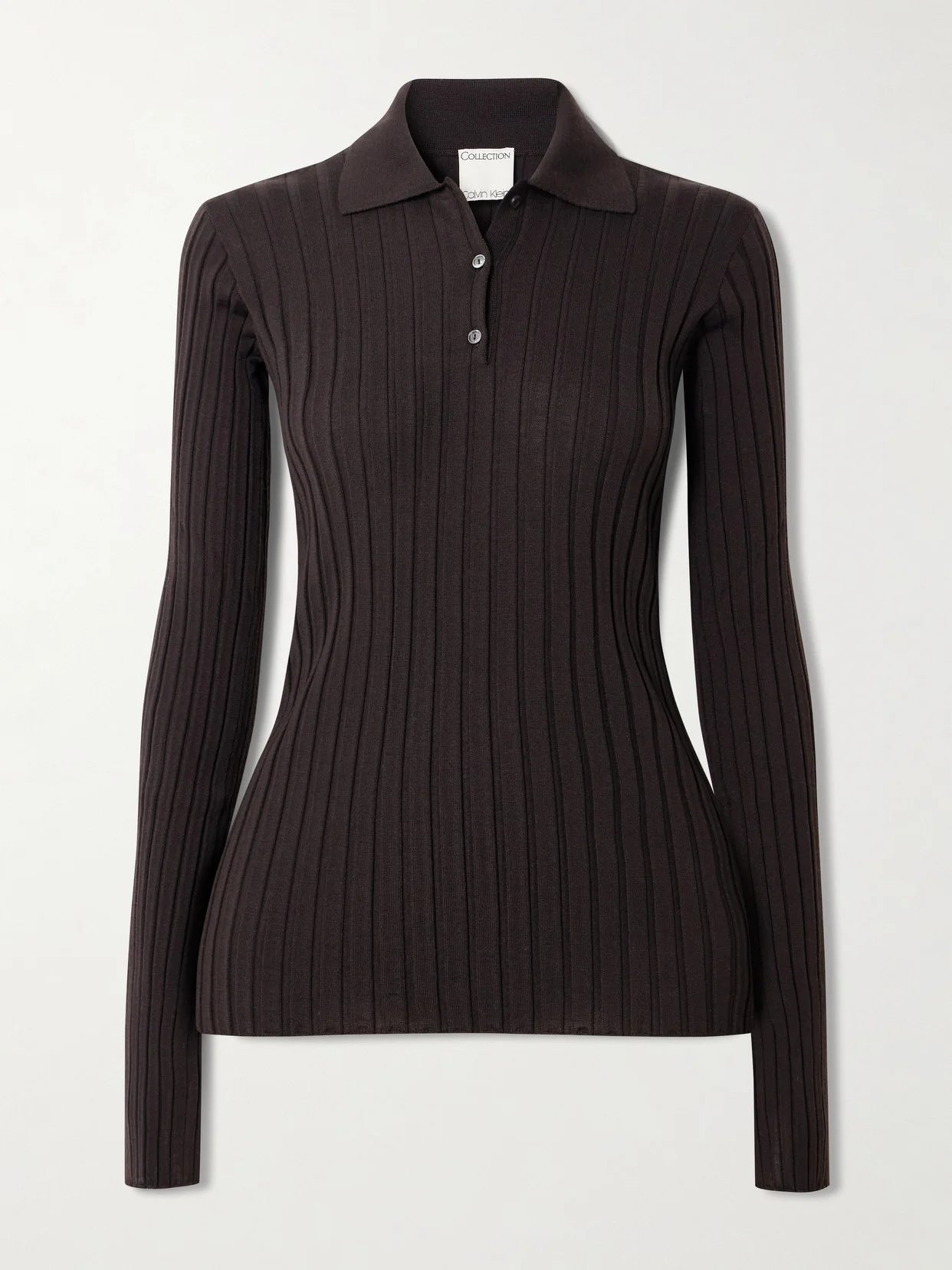 Amber Ribbed Wool Polo Sweater - 1