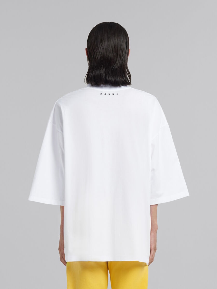 WHITE BIO COTTON T-SHIRT WITH MAXI SLOGAN PRINT - 3