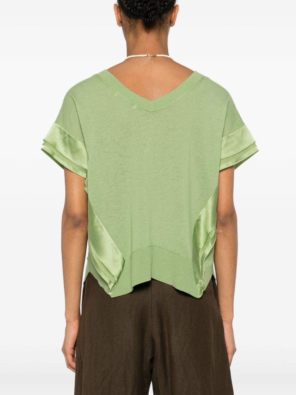 glossy-appliquÃ© short-sleeved knitted top - 4