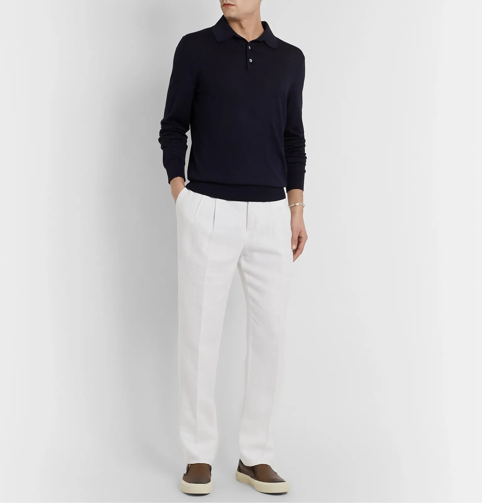 Tapered Pleated Linen Trousers - 2