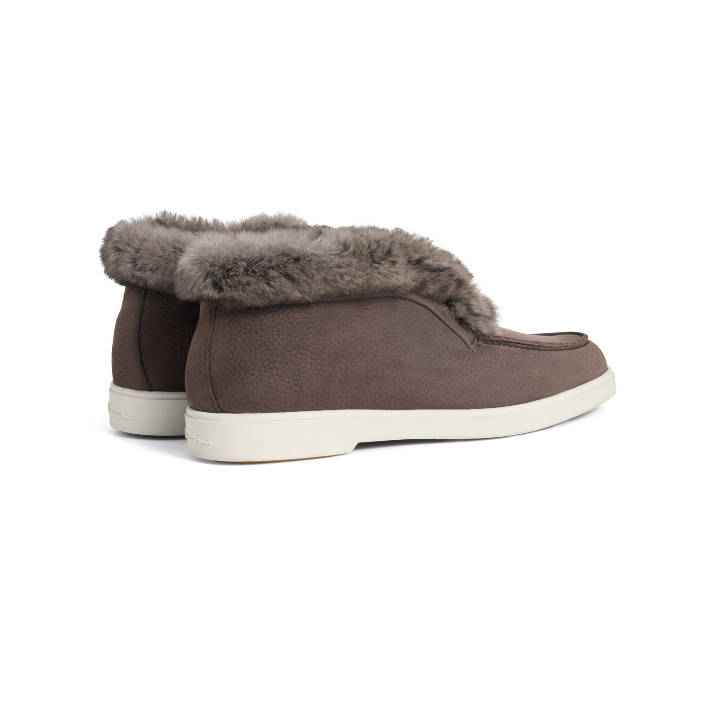 Women’s dark brown nubuck desert boot with fur - 3