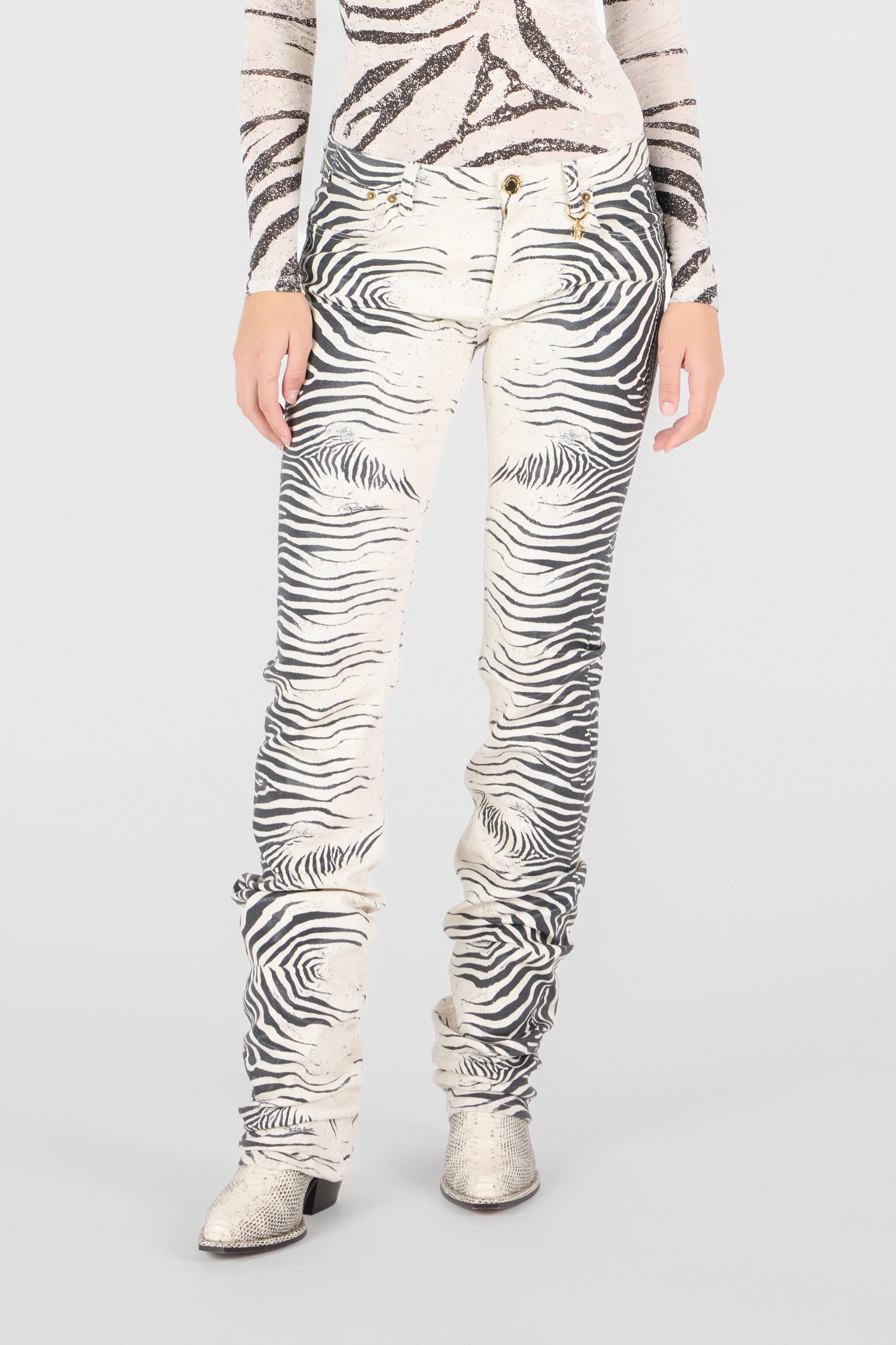 Pants With White Tigress Print - 3