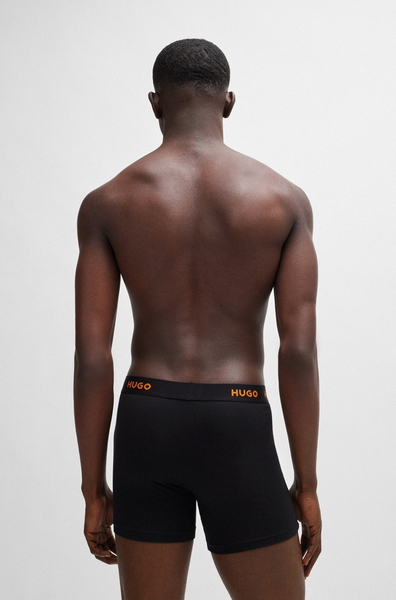 HUGO THREE-PACK OF STRETCH-COTTON BOXER BRIEFS WITH LOGOS outlook