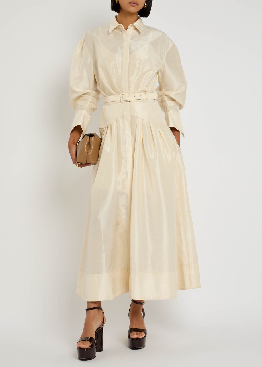 Rebecca Vallance Maple Taffeta Maxi Shirt Dress - 4