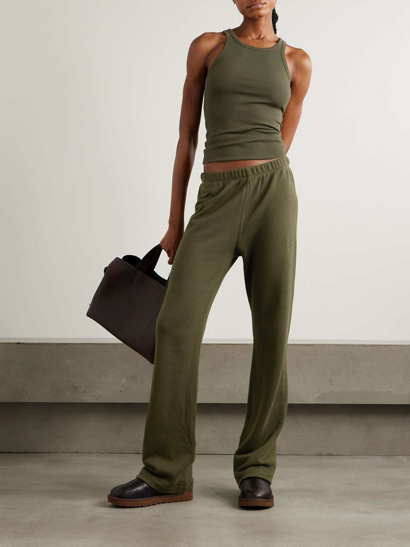 ÉTERNE Embroidered cotton and modal-blend jersey sweatpants Army green outlook