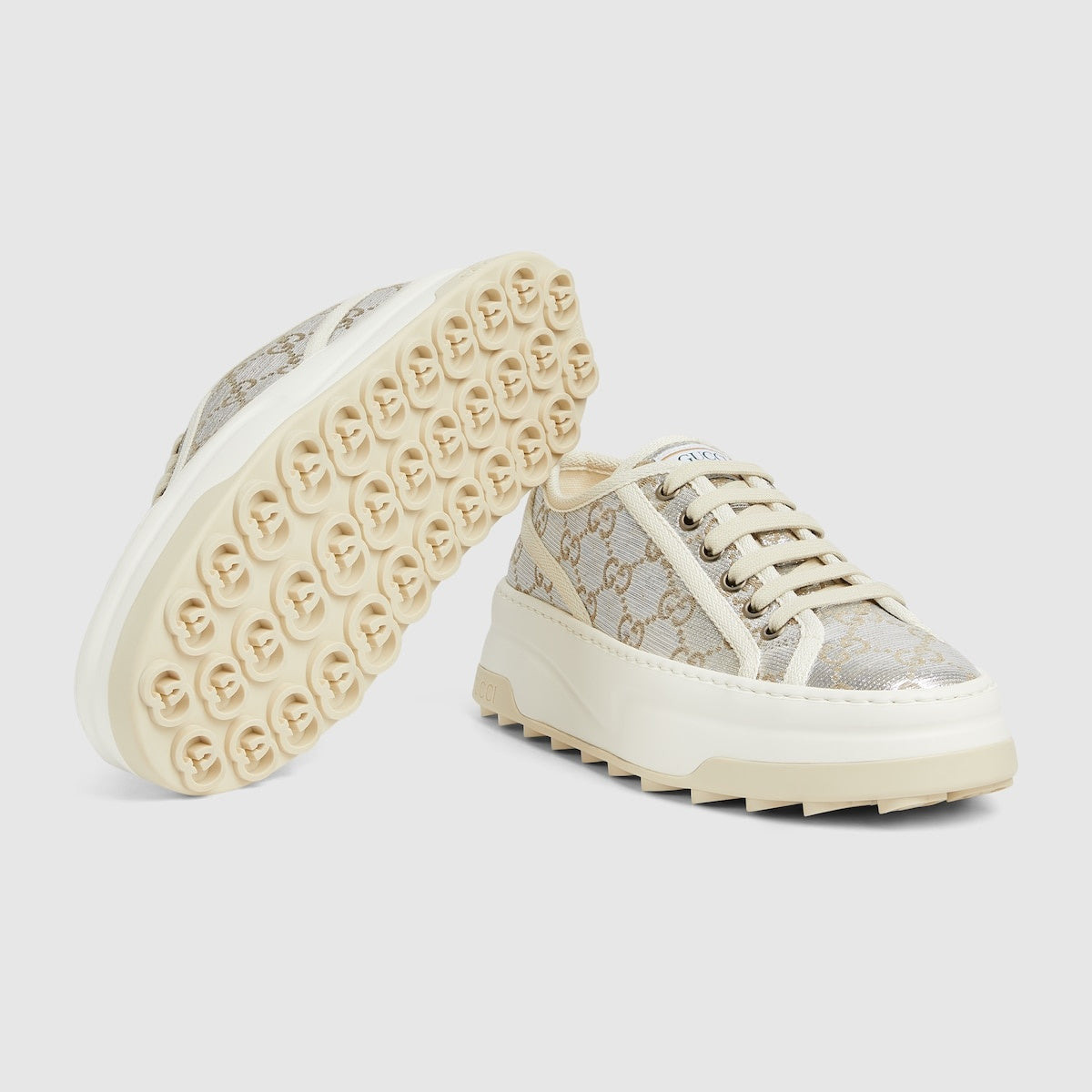 Gucci Metallic silver GG canvas Sneakers - 3