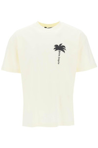 【Palm Angels】OVERSIZED PALM TREE SKETCH SHORT T SHIRT PALM ANGELS - Oversized Cotton T-shirt Palm Angels