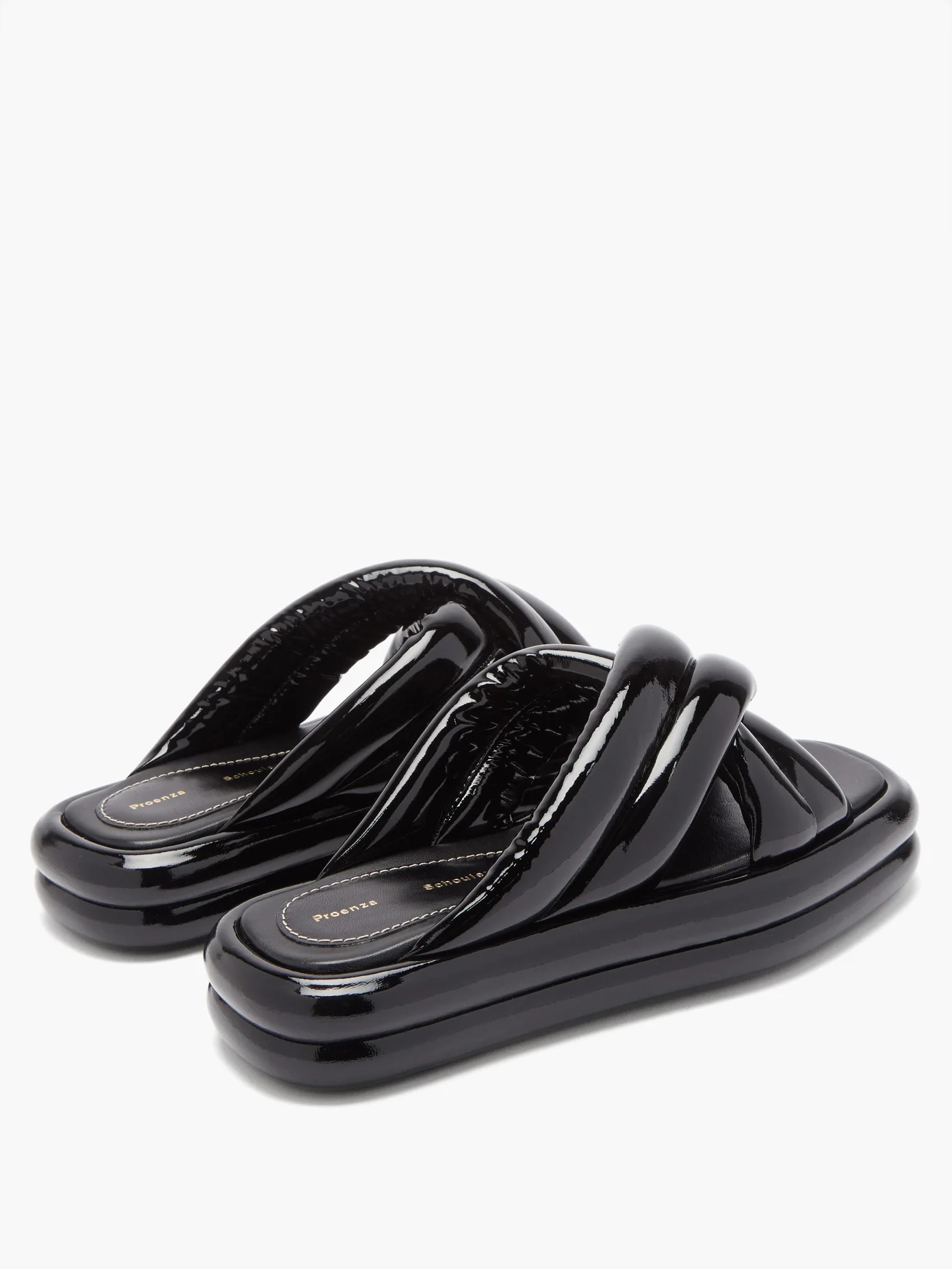 Padded patent-leather slides - 4