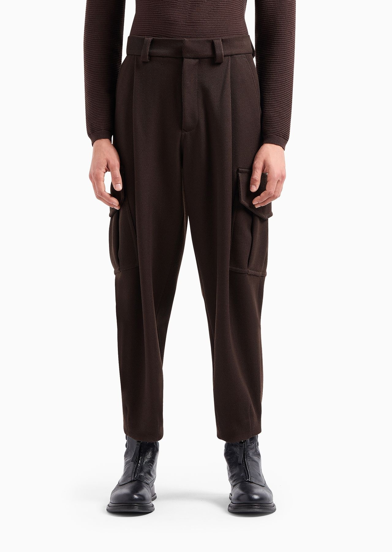 Single-pleat virgin wool cargo trousers - 2