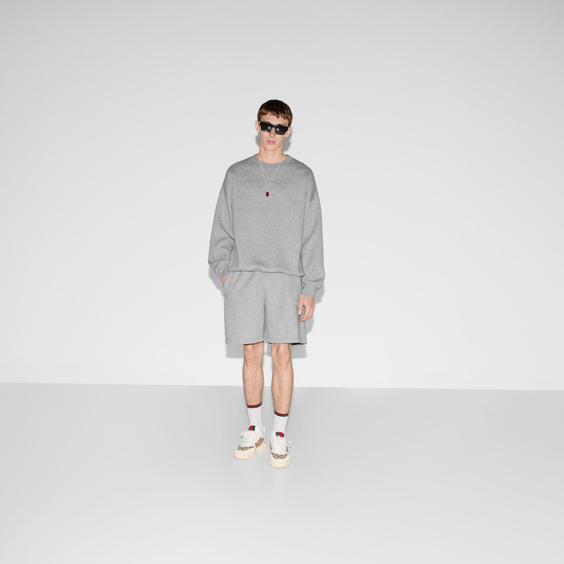 GUCCI Embossed cotton jersey shorts outlook