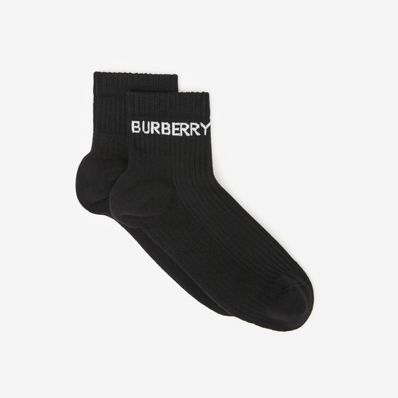 Burberry Logo Intarsia Technical Stretch Cotton Ankle Socks outlook