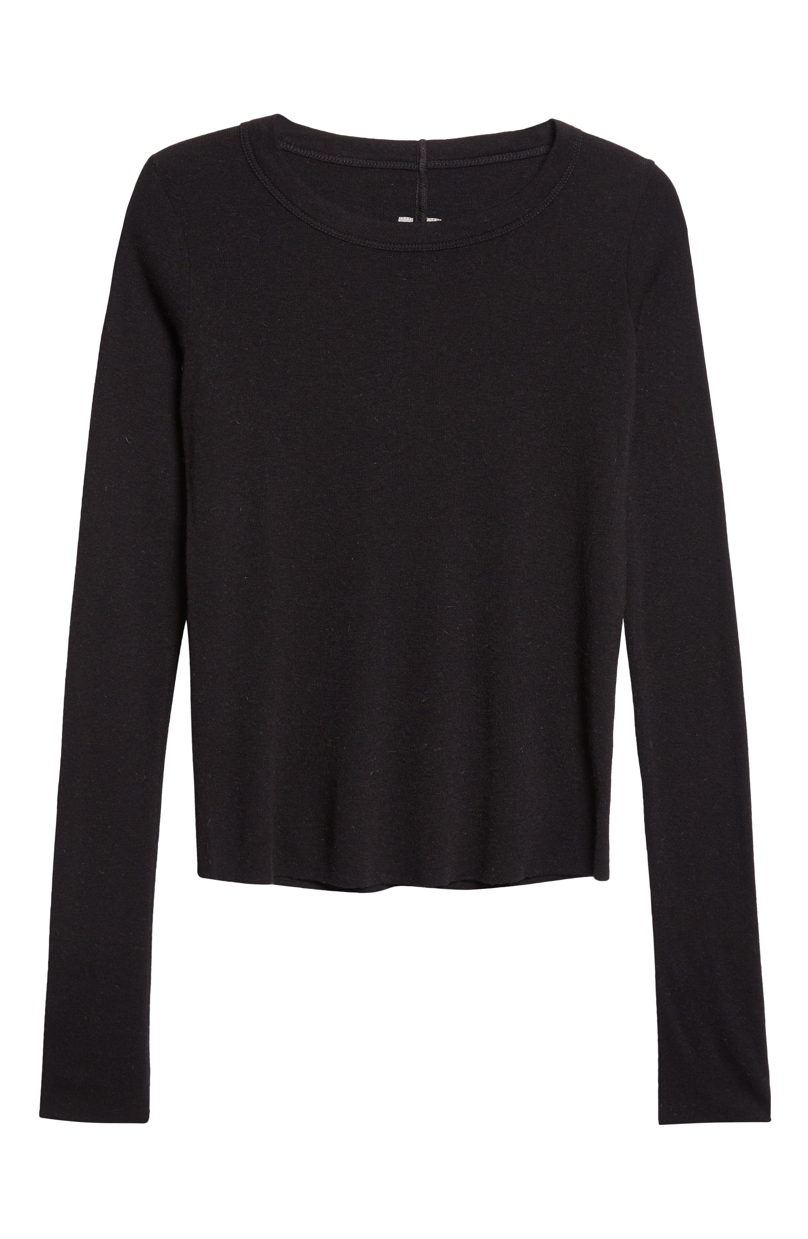 Rick Owens Long Sleeve Rib Crop T-Shirt in Black at Nordstrom - 6