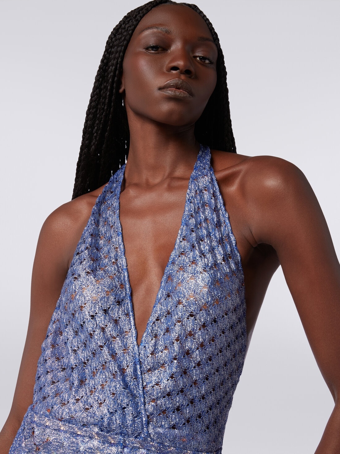 Lace-effect jumpsuit with V neckline - 5