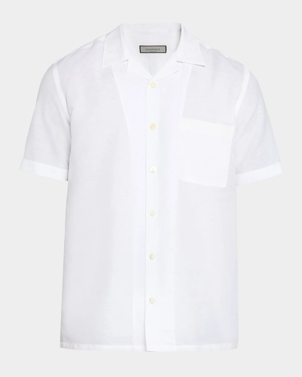Men's Linen and Cotton Pocket Camp Shirt - 1