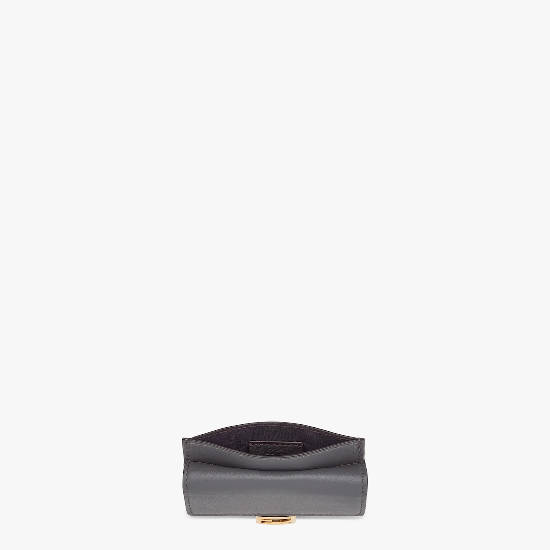 Baguette cardholder with three card slots and coin pocket with snap button. Made of gray nappa leath - 4