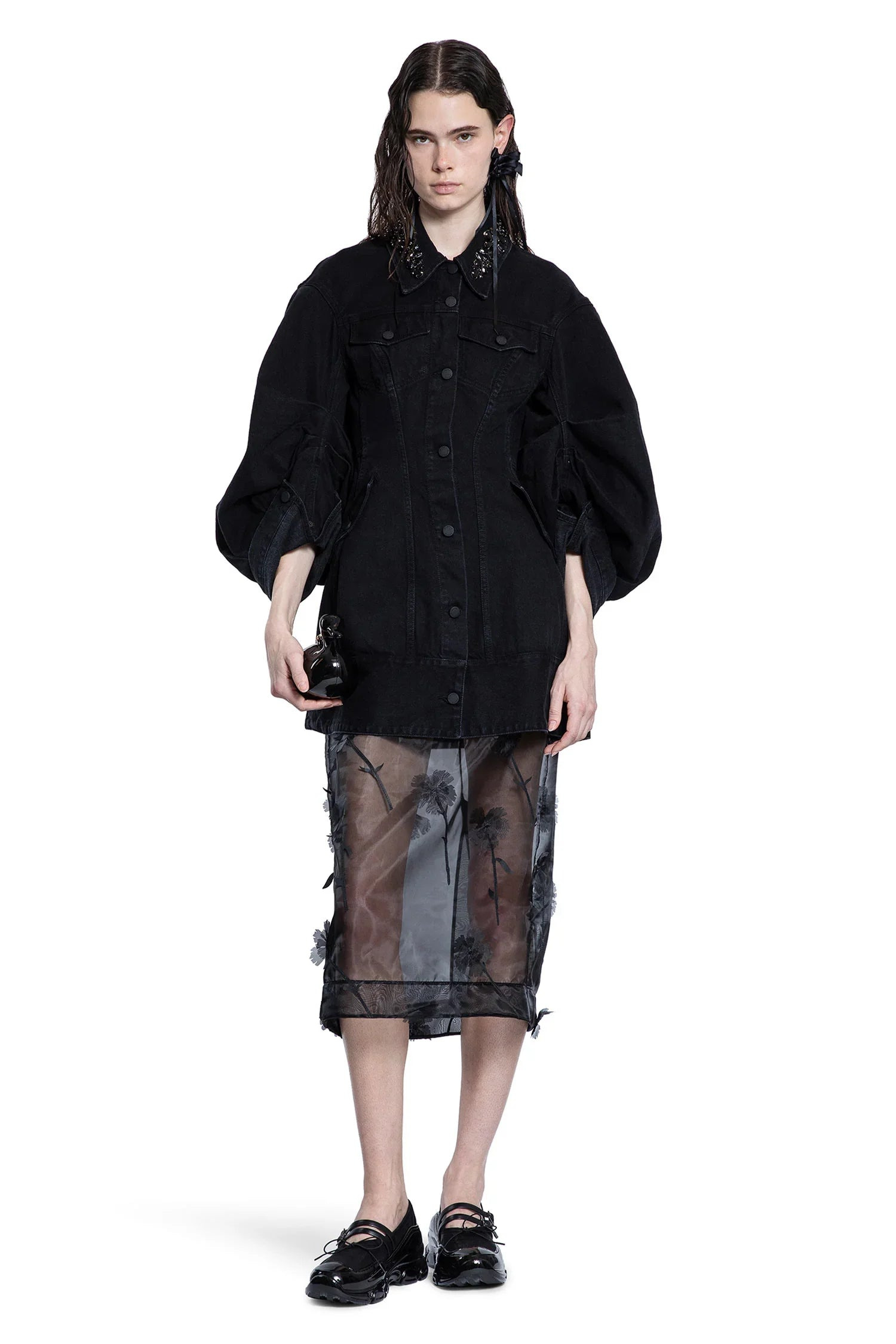 Embellished-Sculpted-Short-Denim-Coat - 5