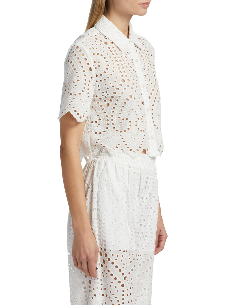 Women's Dubois Cotton Eyelet Cropped Shirt - White 4