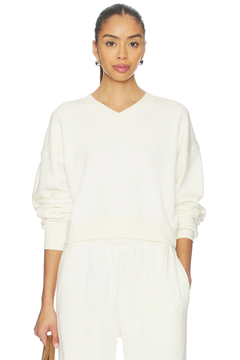 Cropped V-neck Sweatshirt - 1