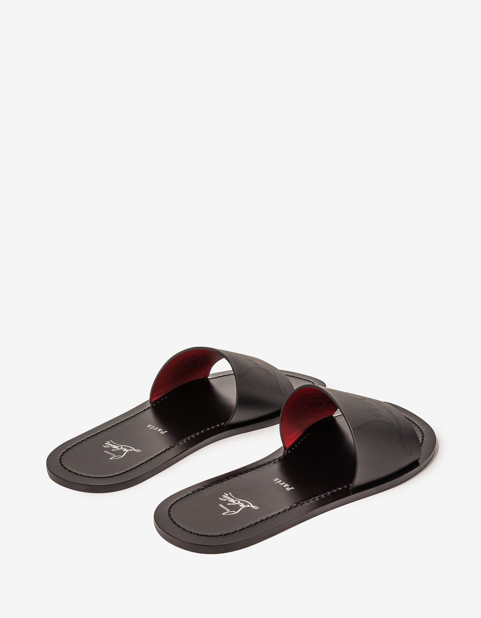 Christian Louboutin Coolraoul Black Leather Slide Sandals - 6