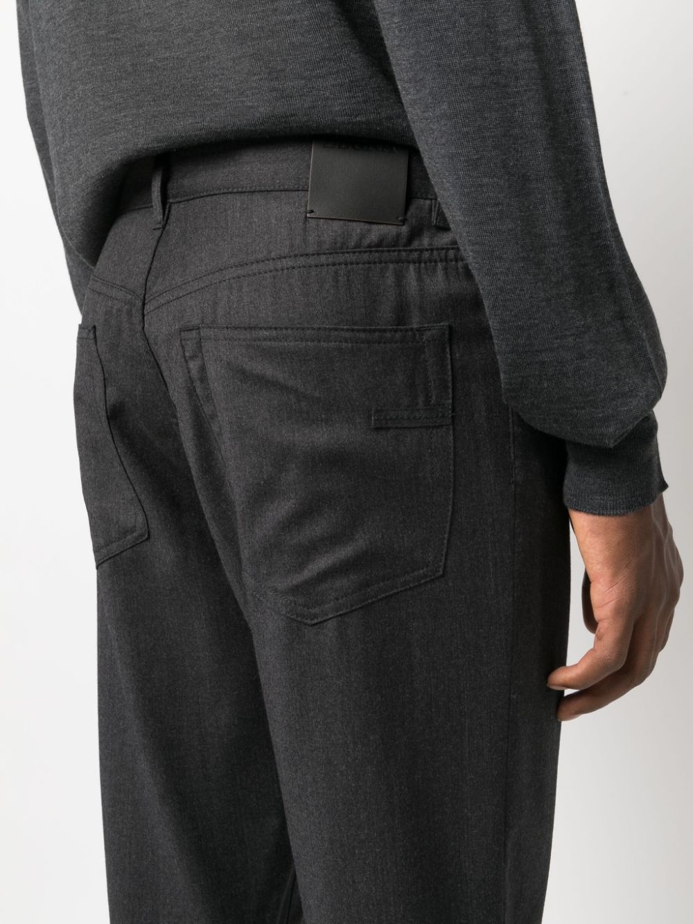 logo-patch wool straight-leg trousers - 5