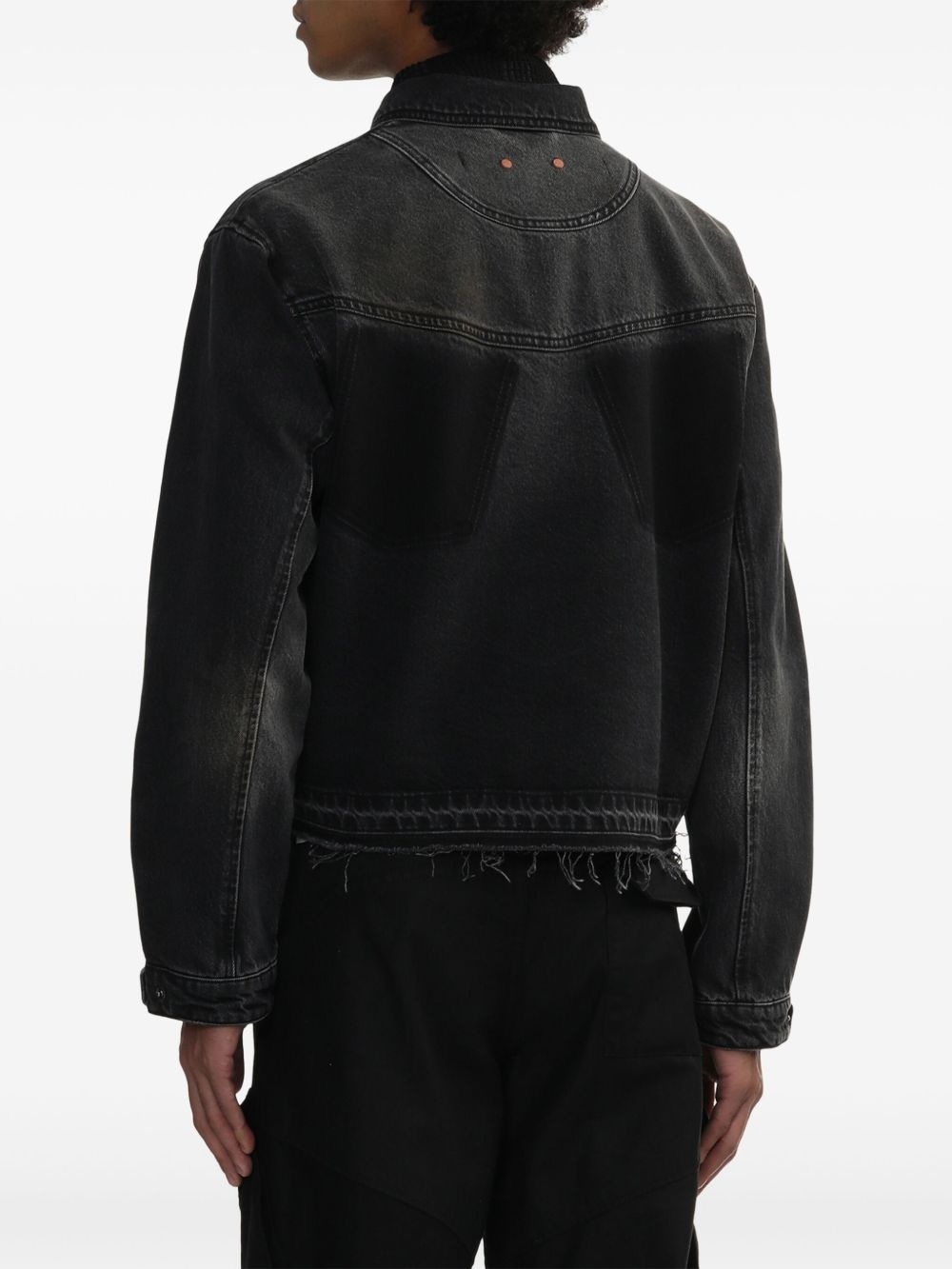 unfinished-effect denim jacket - 4