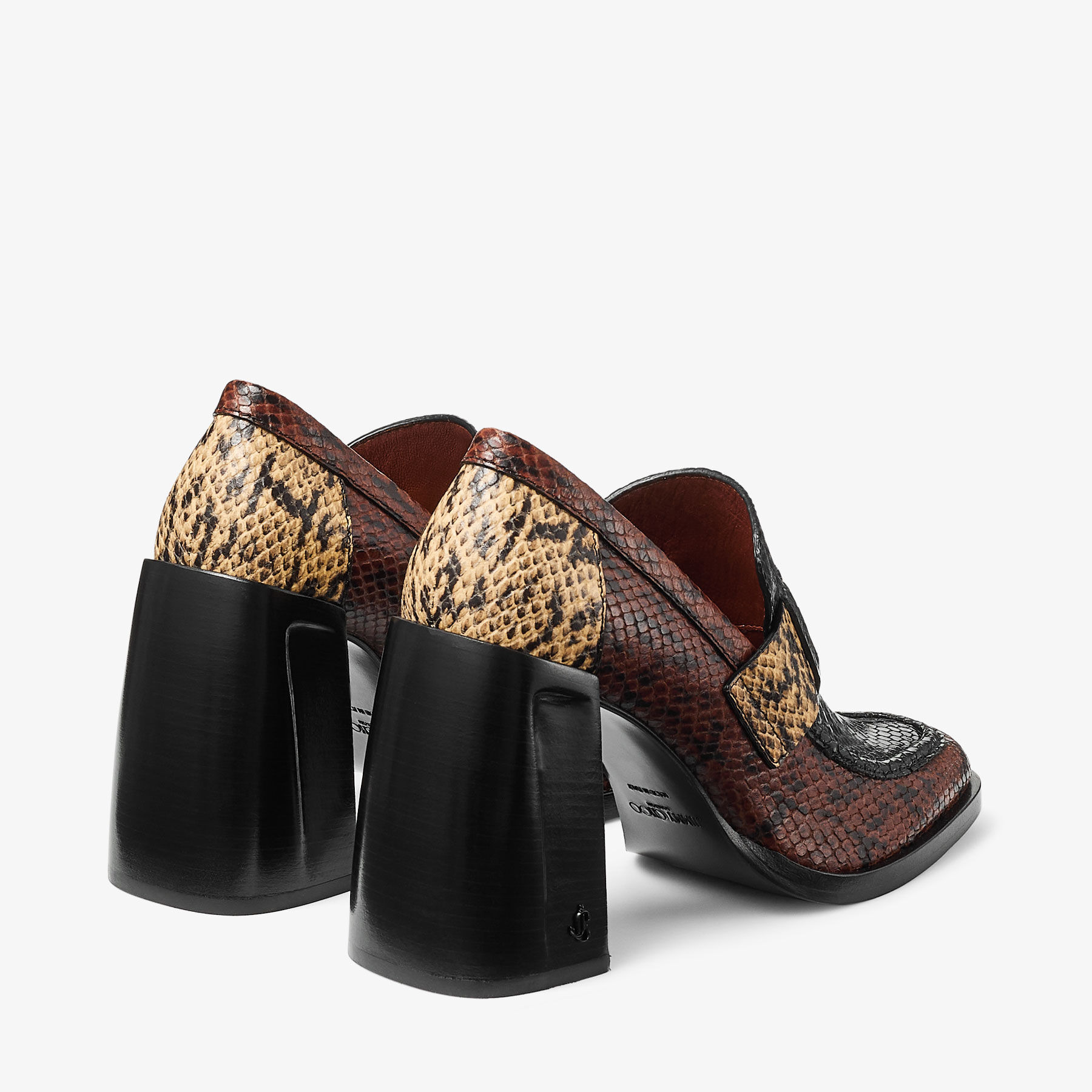 Tylor 95
Cognac Triple Snake Printed Leather Loafers - 6