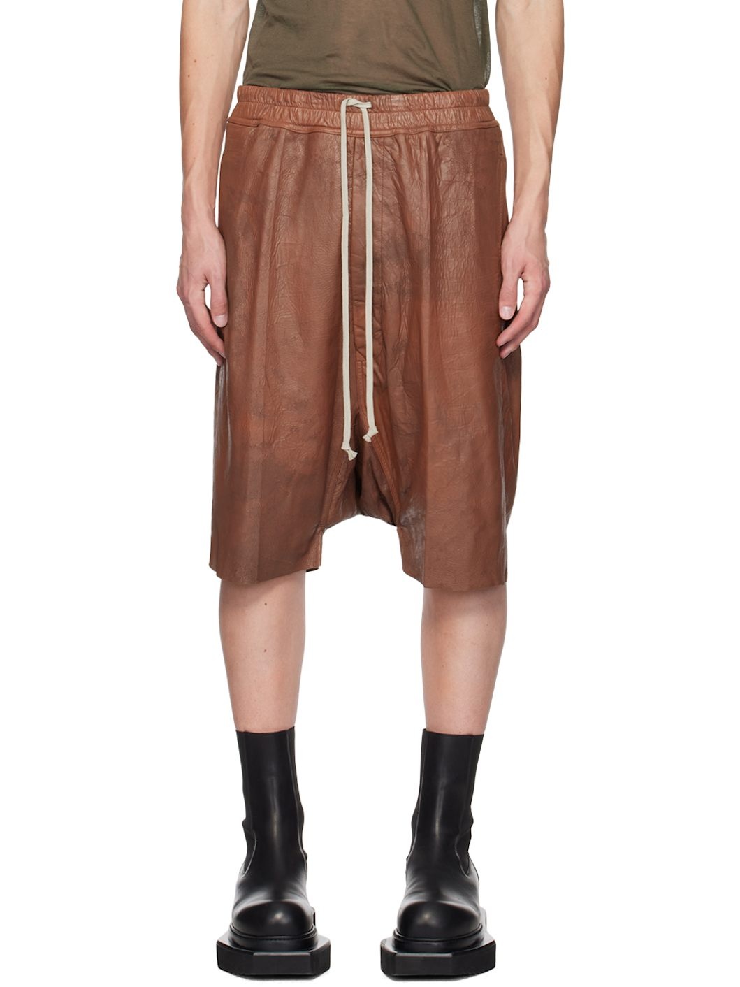 Red Megablister Leather Shorts - 1