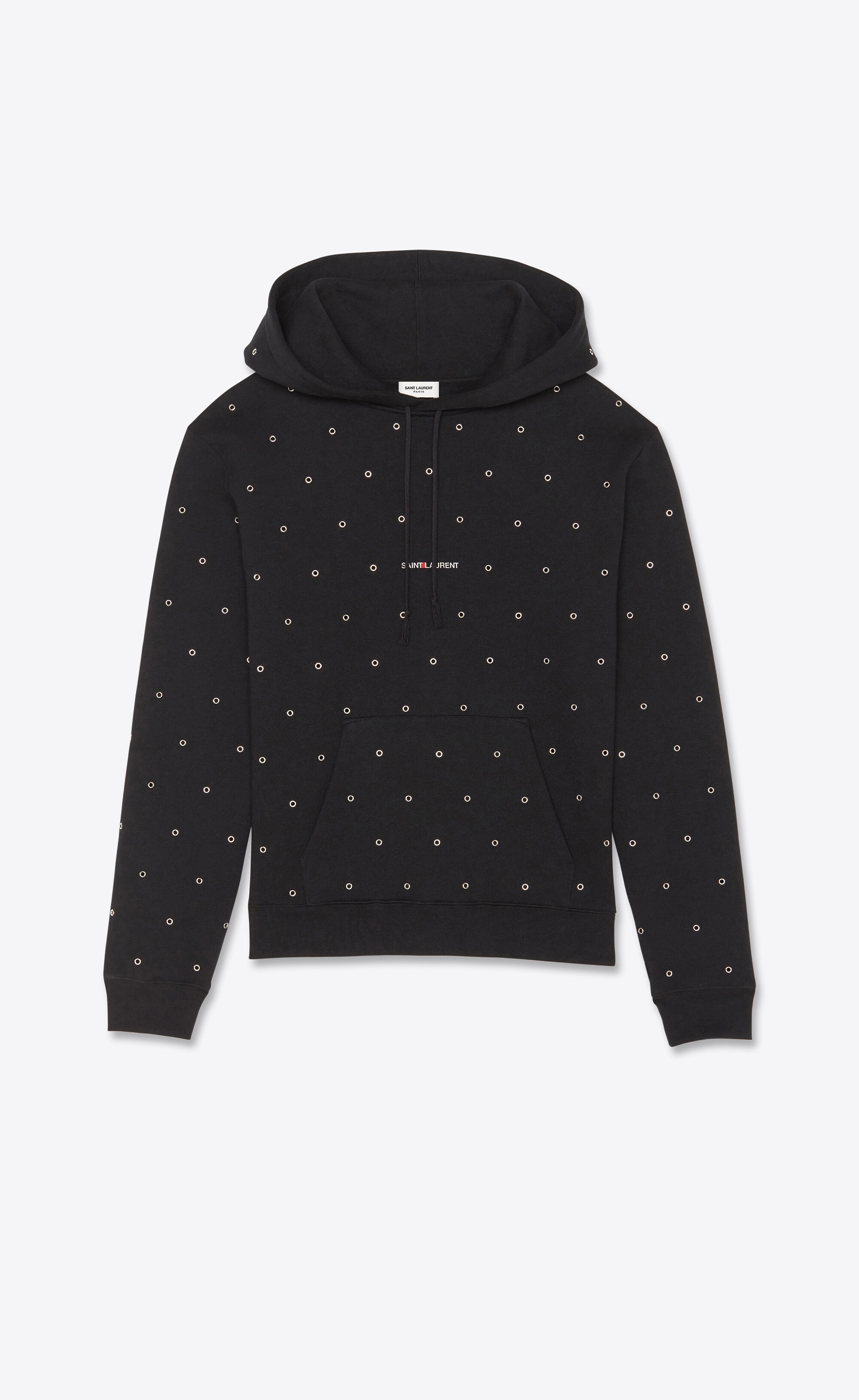 saint laurent logo hoodie with eyelets - 2