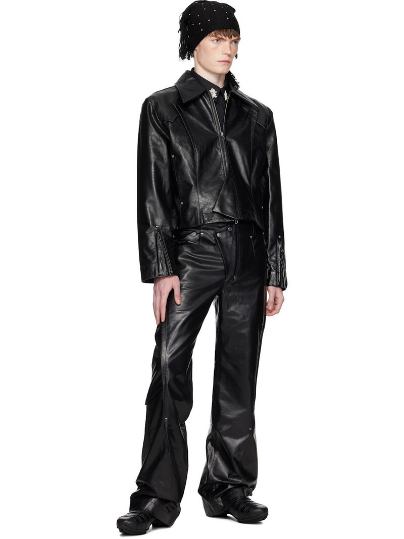 Kiko Kostadinov Black Kraner Cropped Leather Jacket outlook