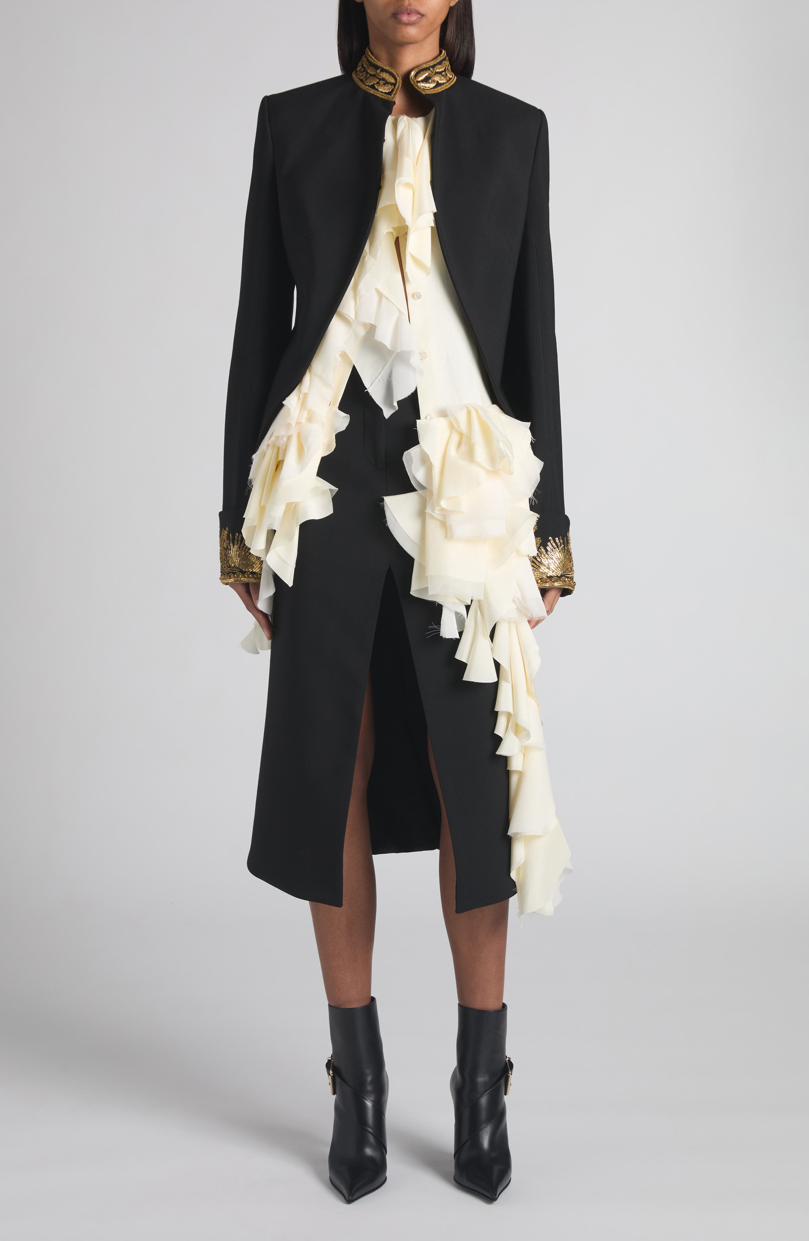 McQueen Ruffle Silk Halter Top in Ivory at Nordstrom - 2