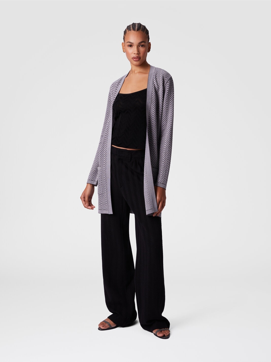 Cardigan wave pattern with belt - 2