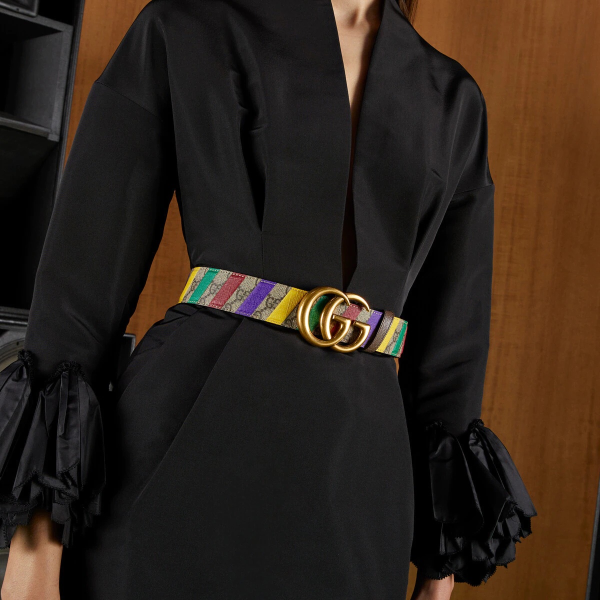 Striped belt with Double G - 3