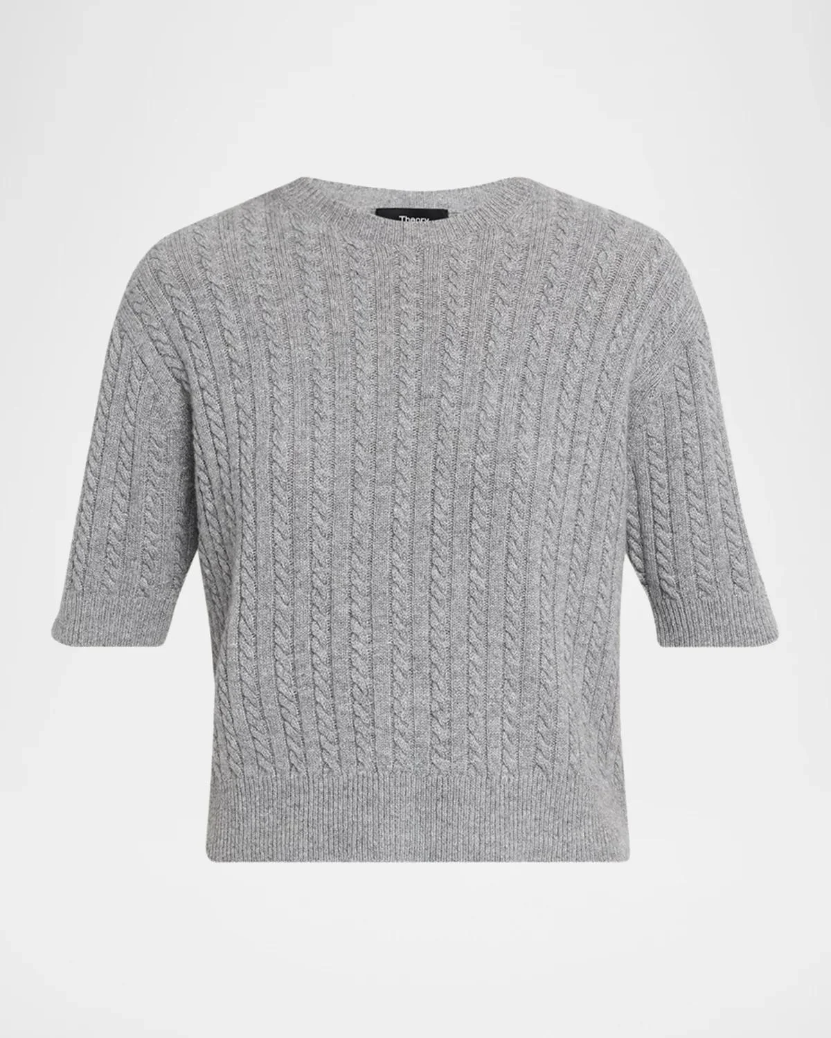Cashmere Short-Sleeved Crop Sweater - 1