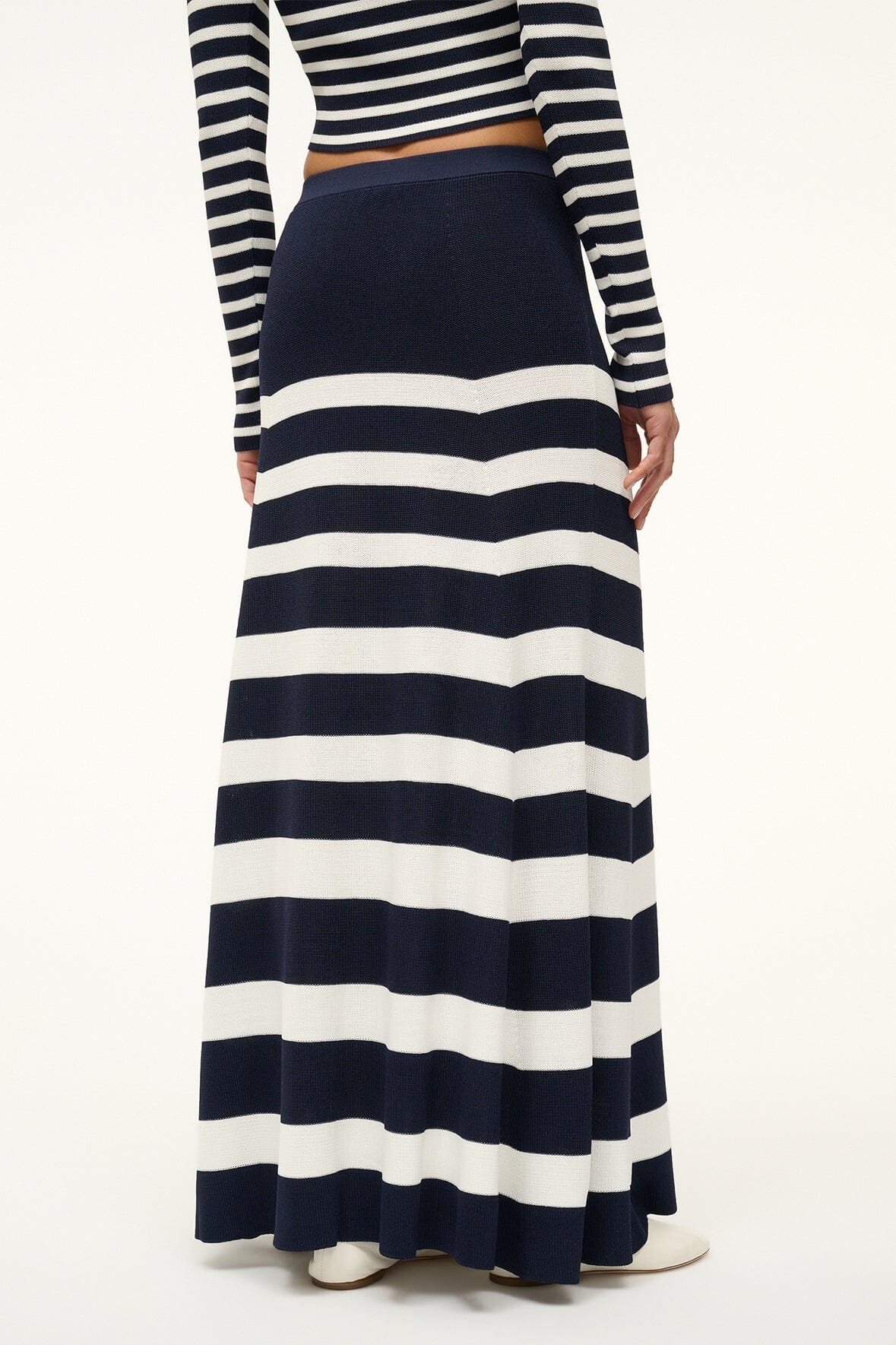 STAUD SWIRLING SKIRT NAVY WHITE - 5