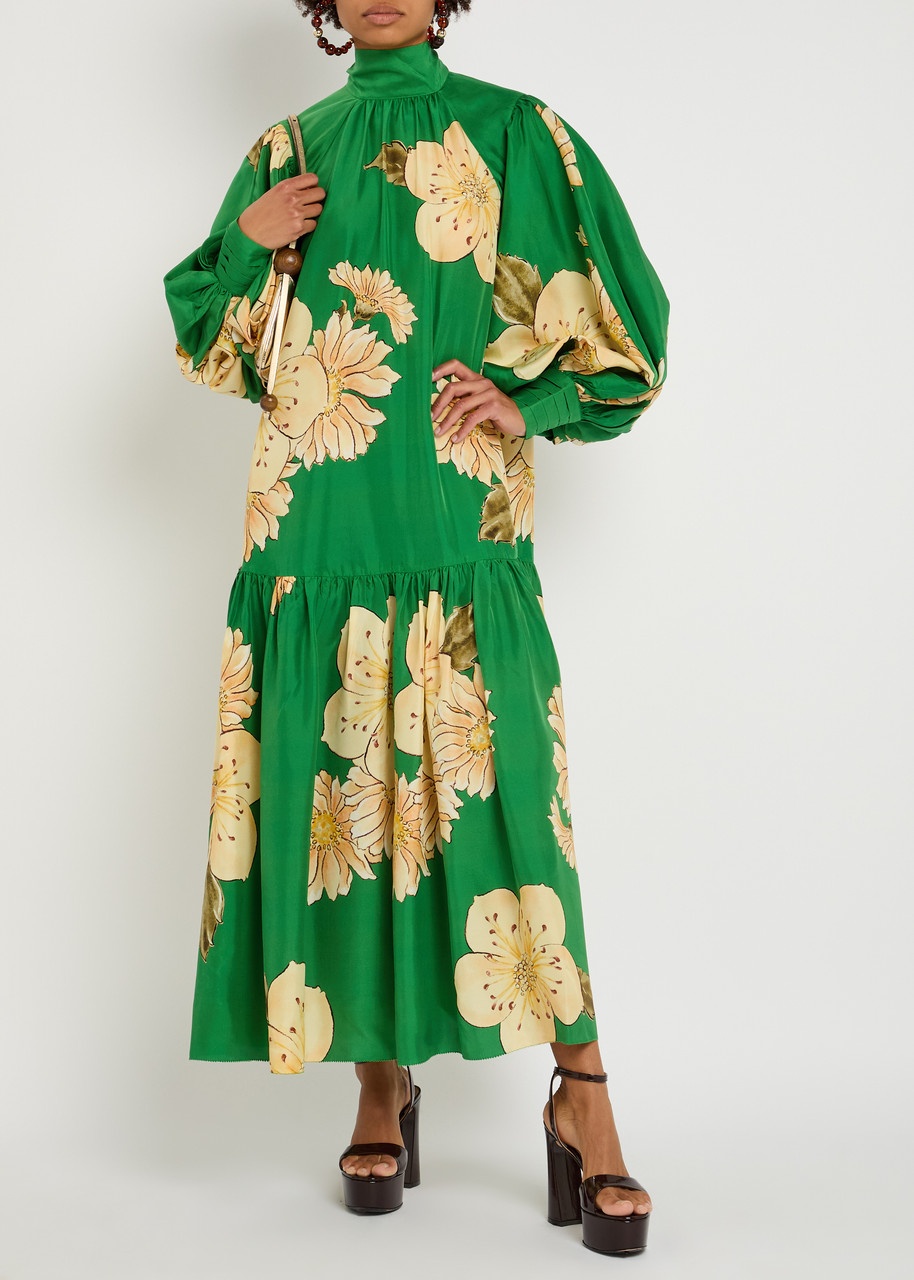 Alemais Sage Floral-print Silk Gown - 4