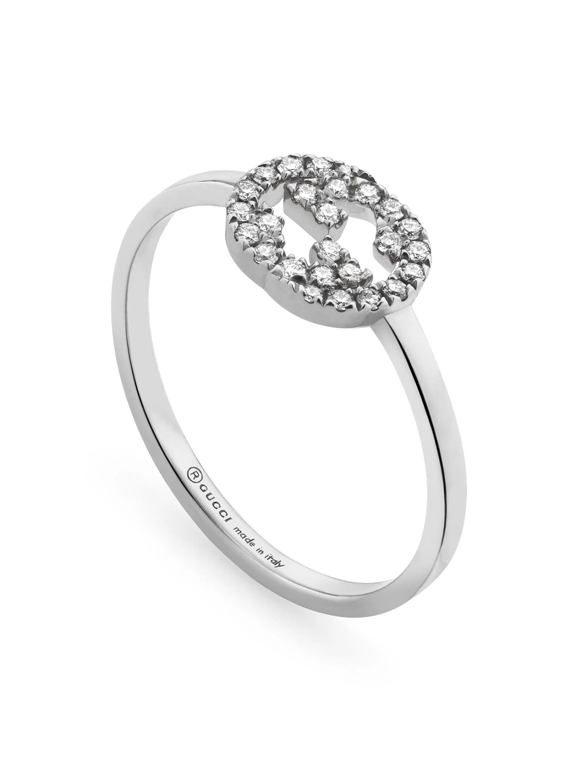 Women's Interlocking G 18K White Gold & 0.12 TCW Diamond Ring - White Gold - 1