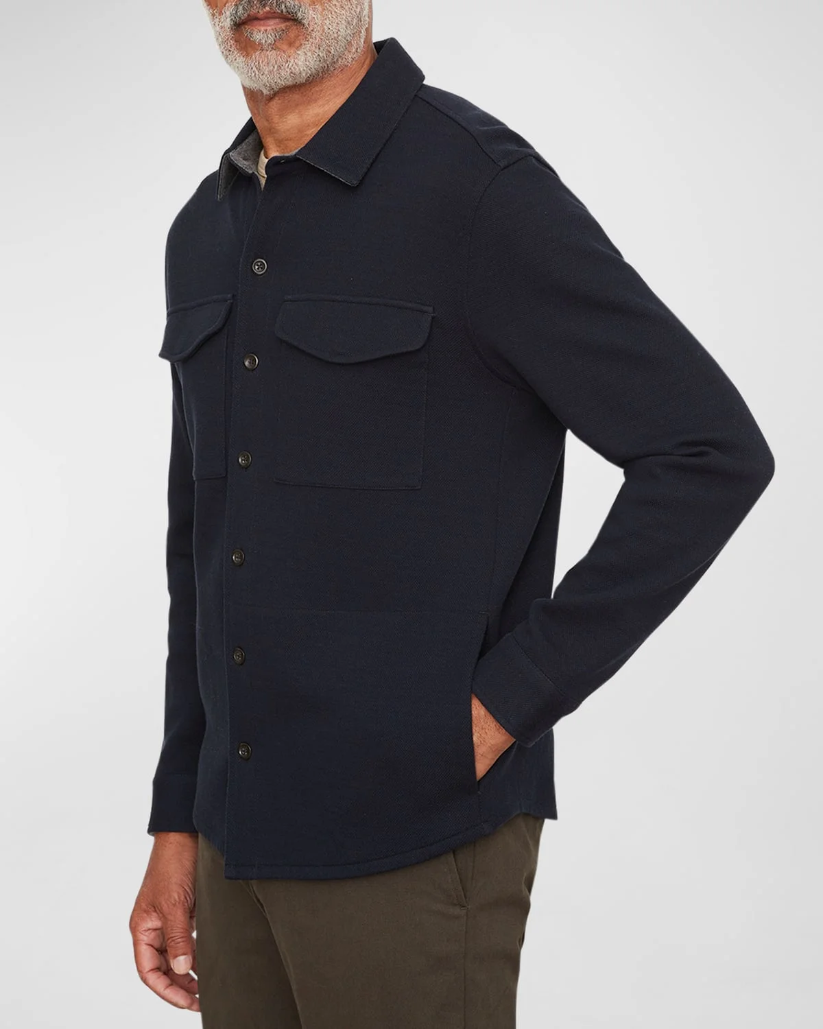 Men's Solid 4-Pocket Shirt Jacket - 1