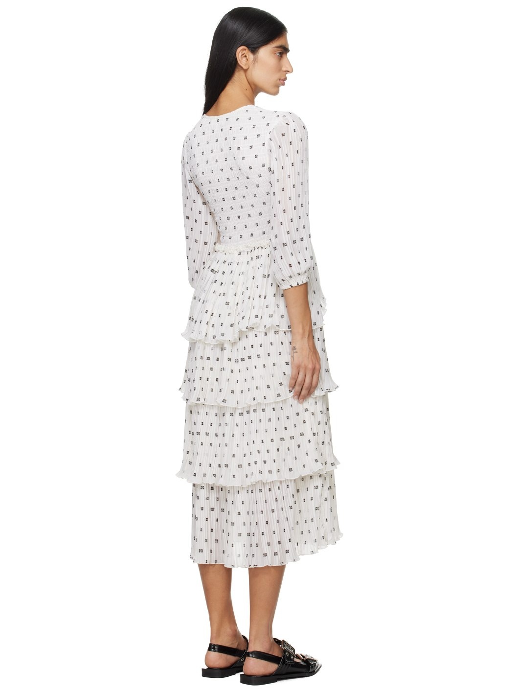 White Pleated Midi Dress - 3