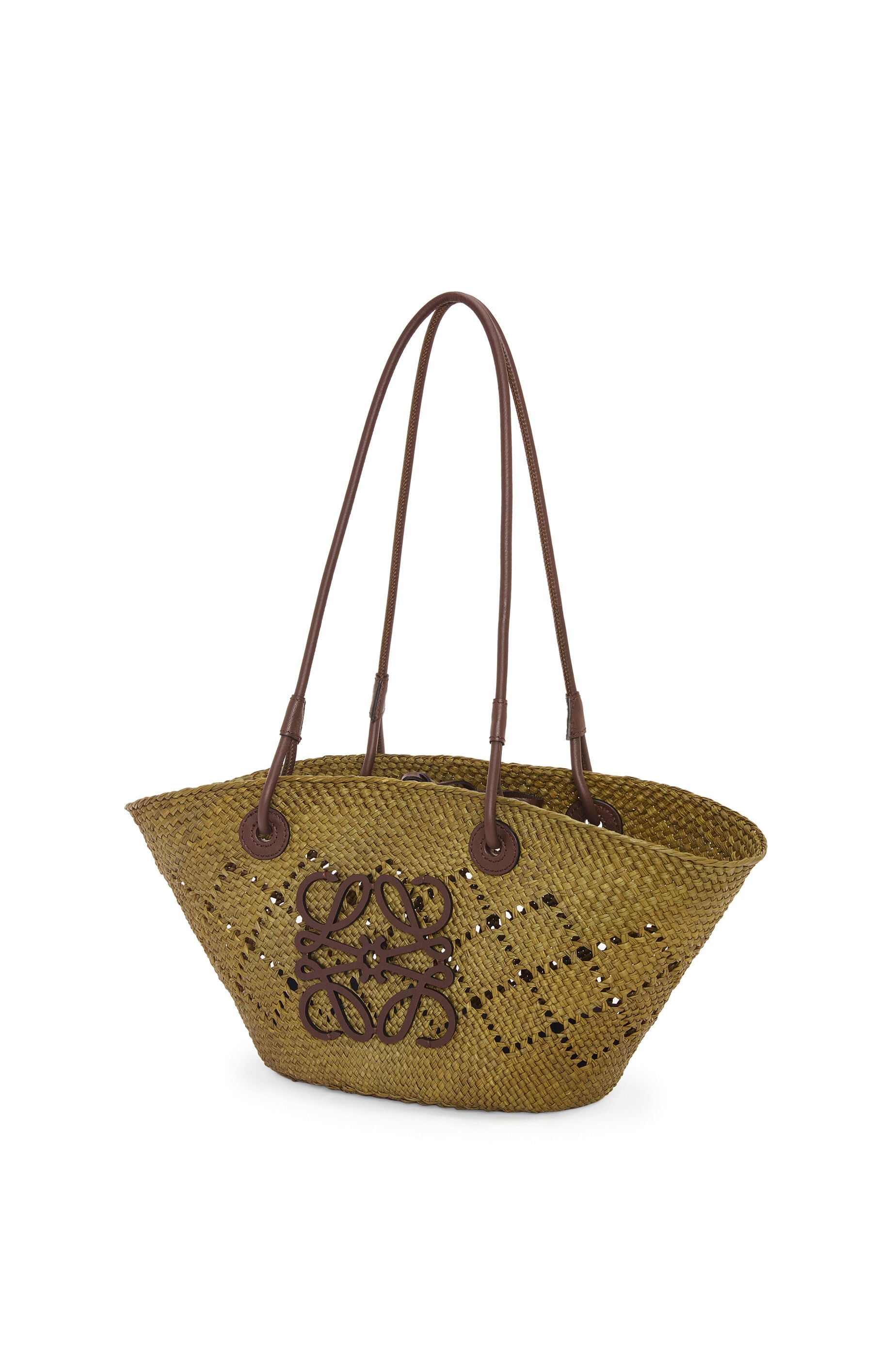 Small Anagram Basket bag in iraca palm and calfskin - 2