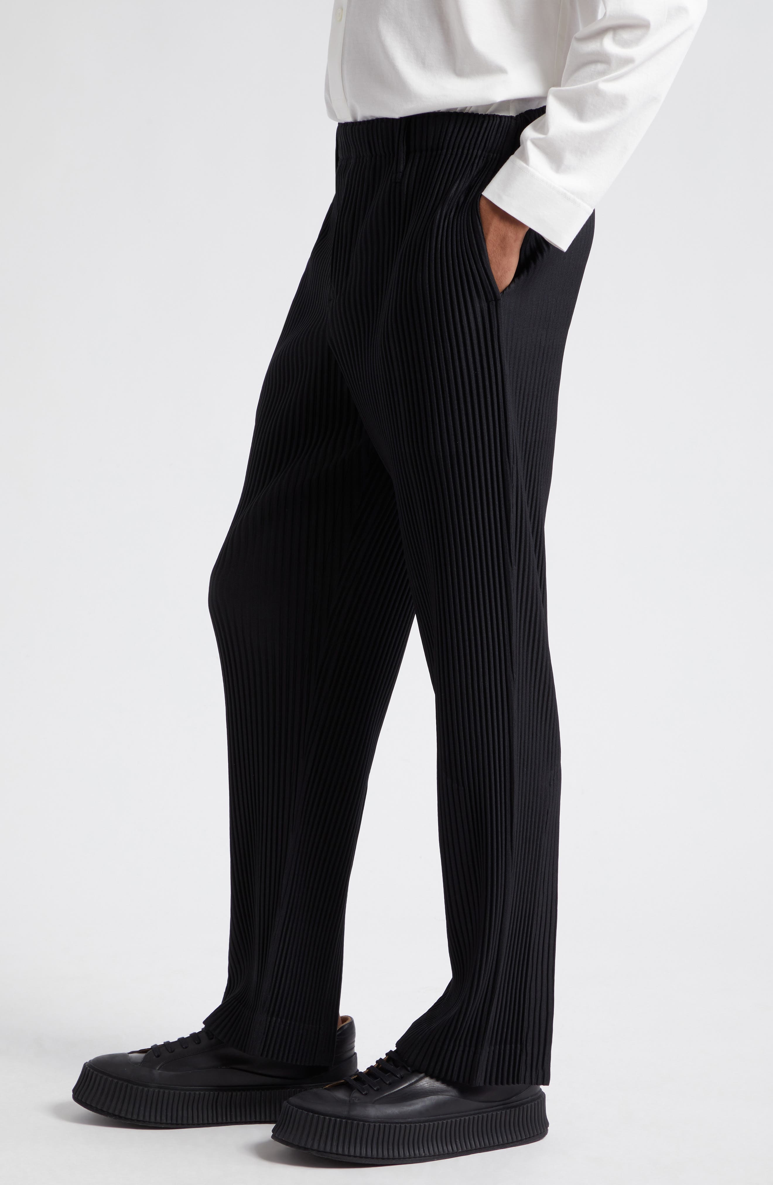 Pleated Tailored Straight Leg Pants - 4