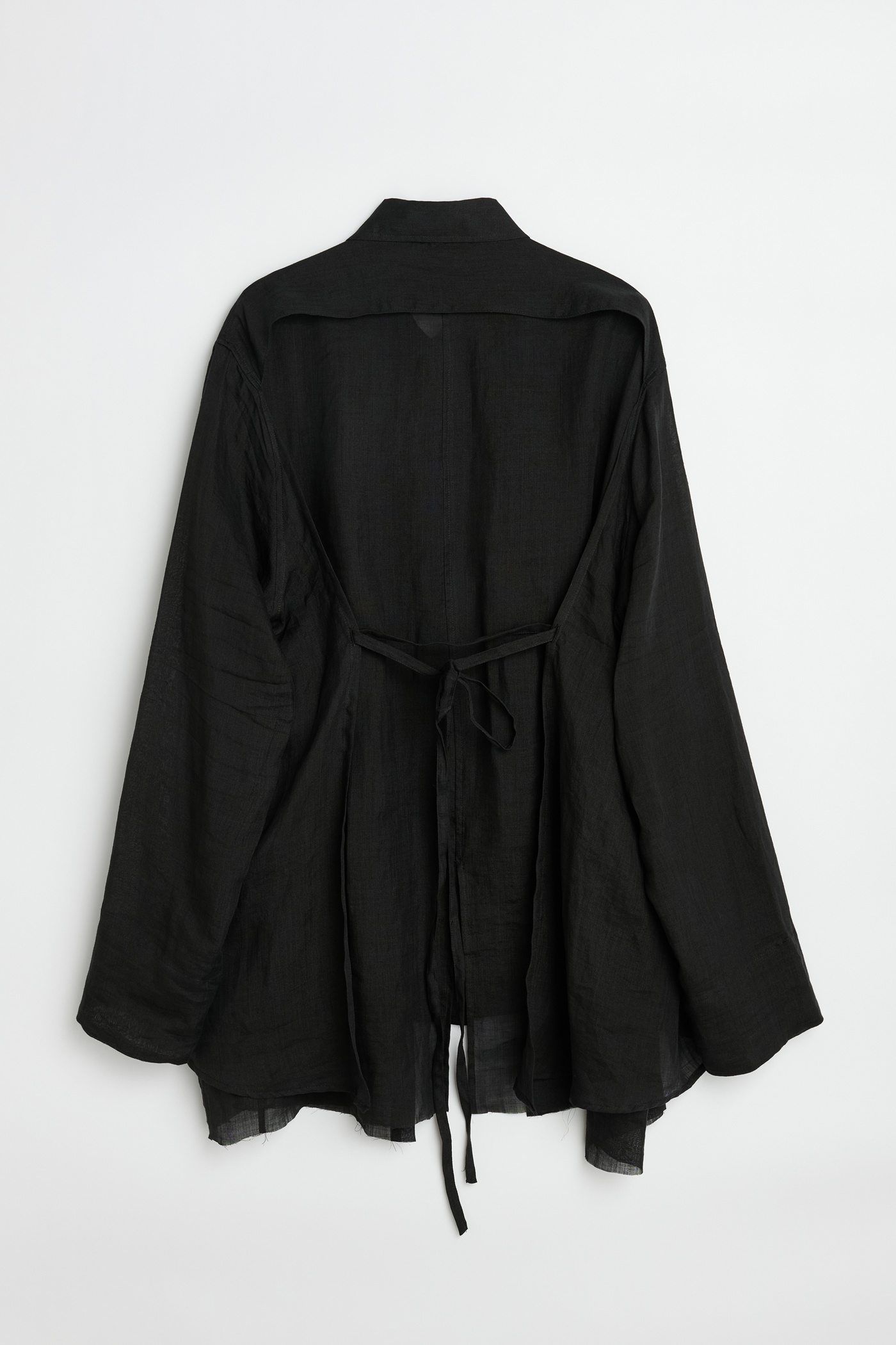 Backless Liner Shirt Black Gauze Ramie - 7