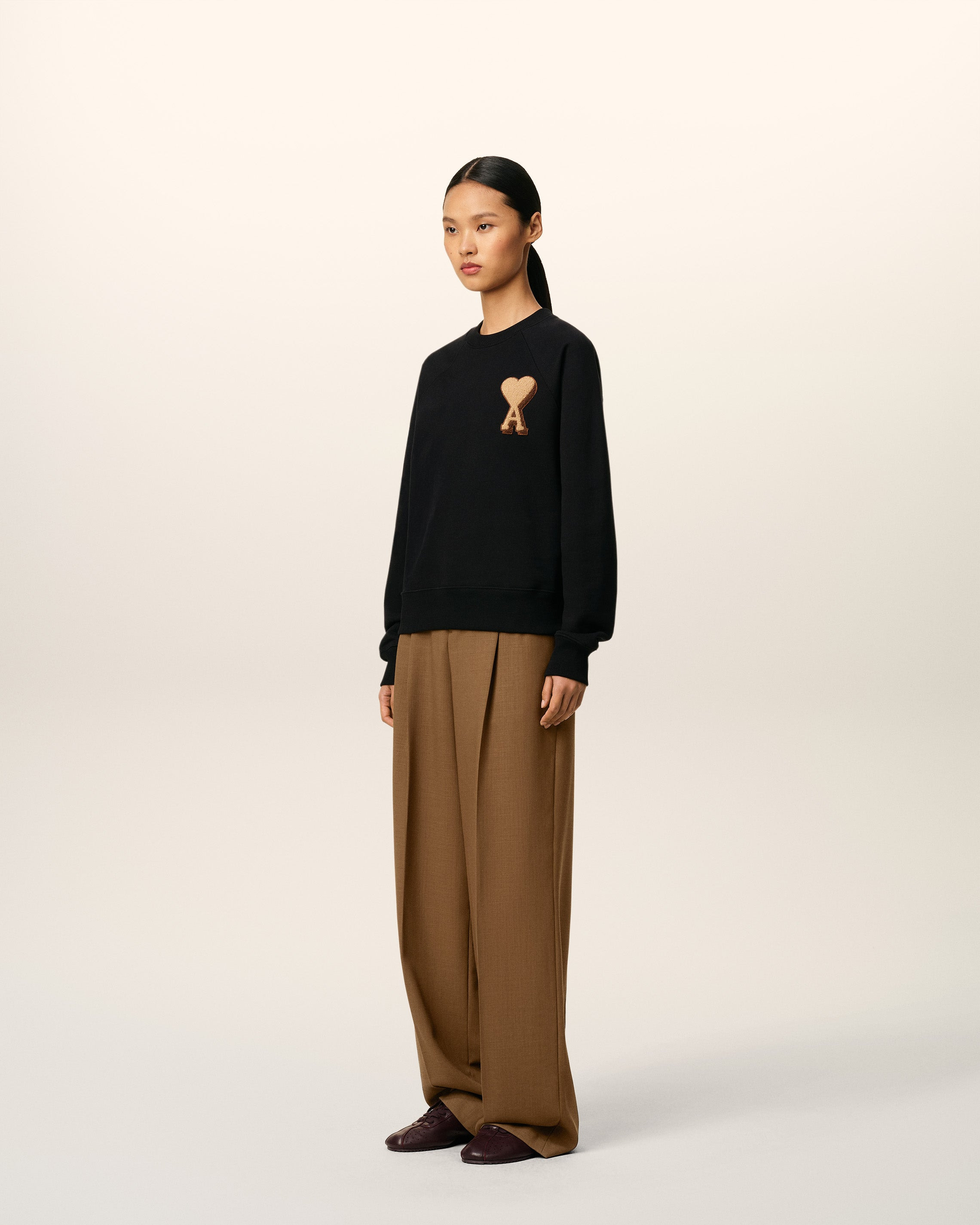 BLACK COTTON AMI DE COEUR SWEATSHIRT - 6
