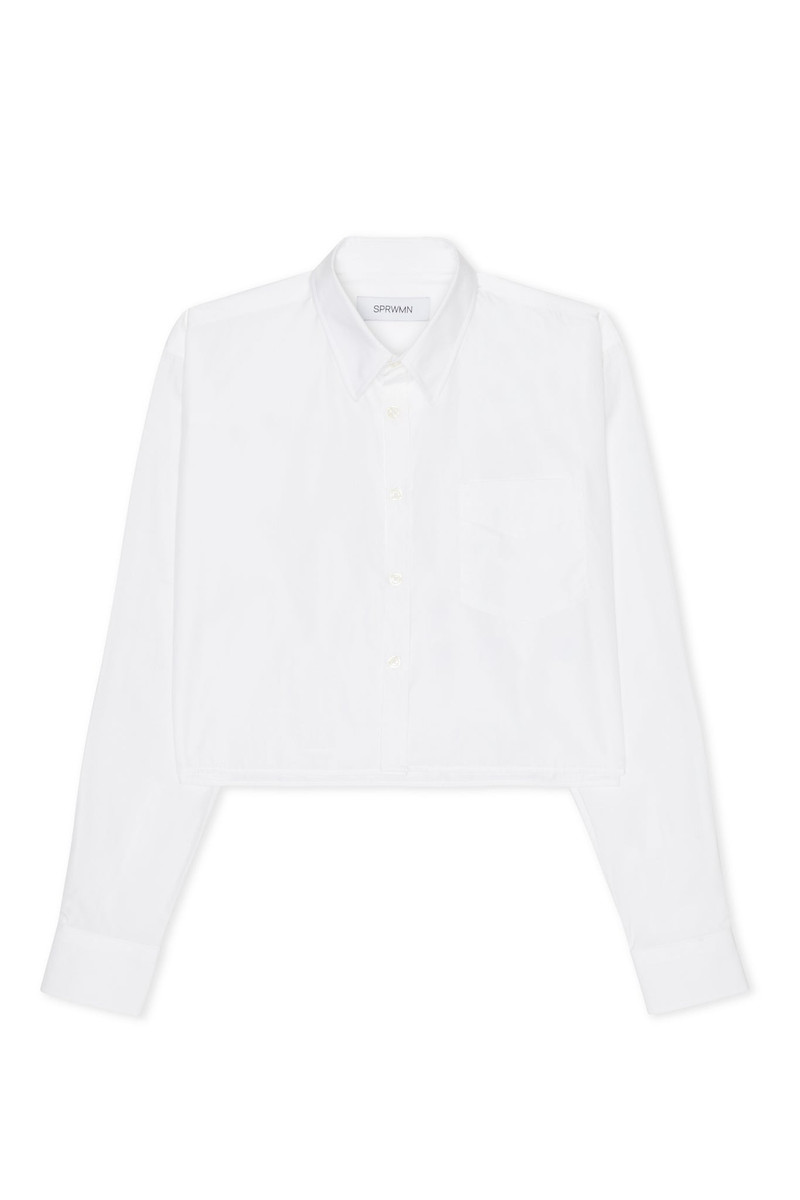 SPRWMN WHITE CROPPED BUTTON DOWN outlook