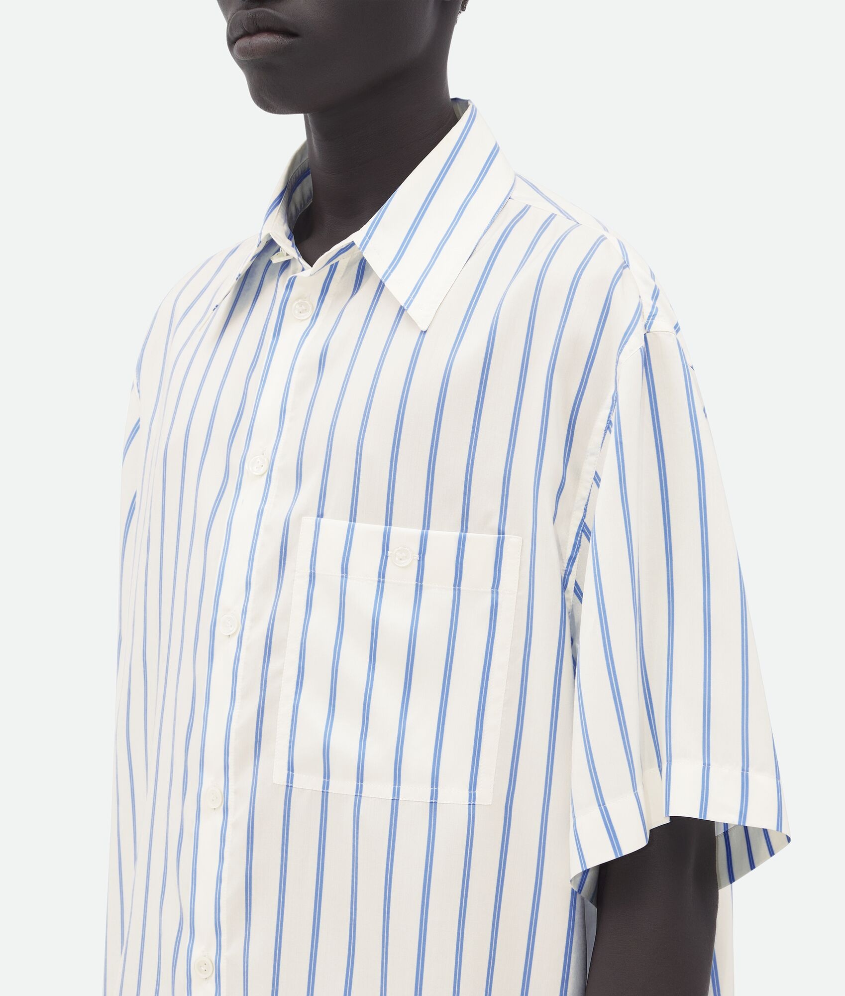 Short-Sleeved Silk Striped Shirt - 4