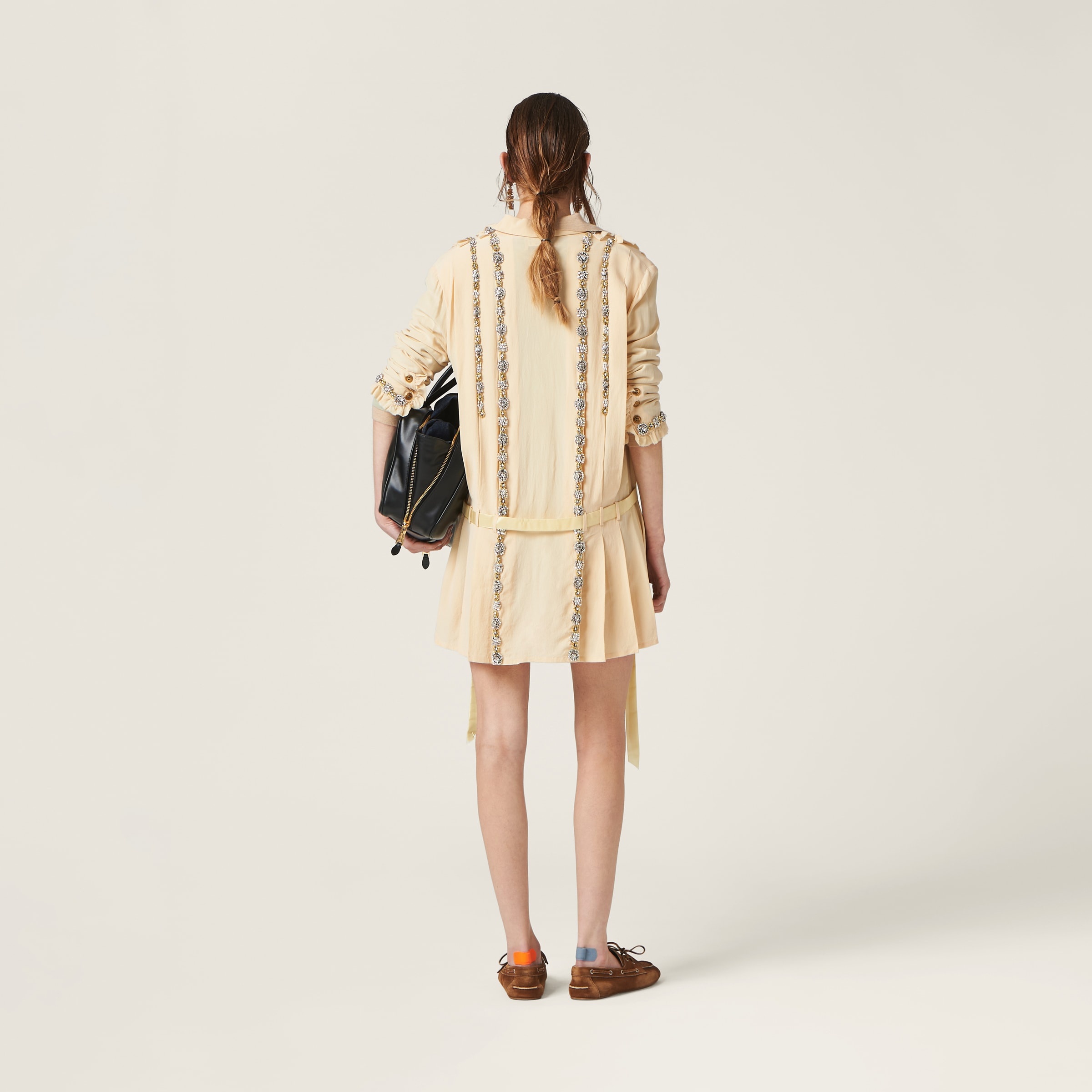 Embroidered marocain mini-dress - 3