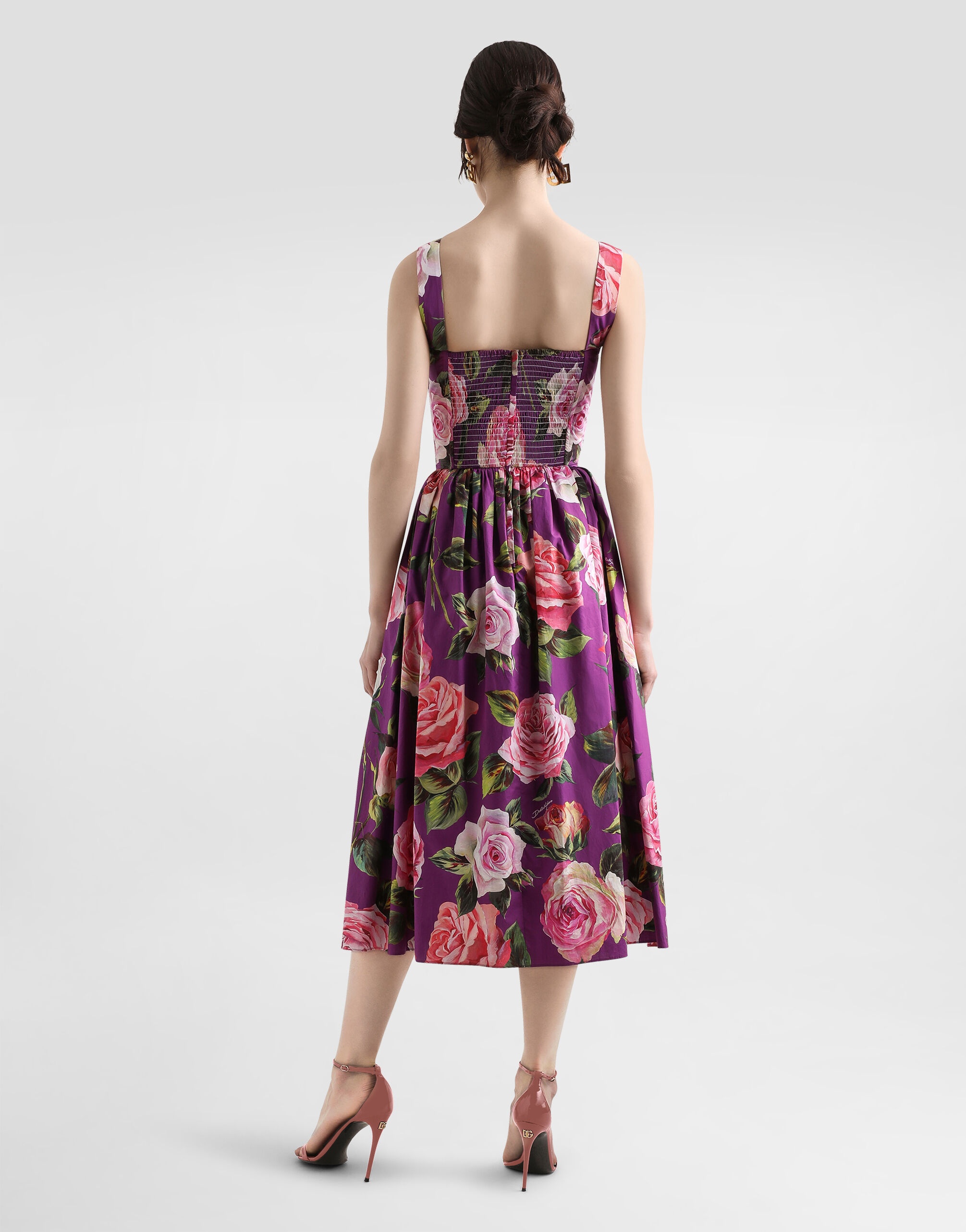 Short cotton dress with floral print and tie details - 3