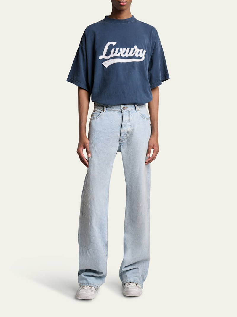 BALENCIAGA Men's Distressed Denim Relaxed-Fit Jeans outlook