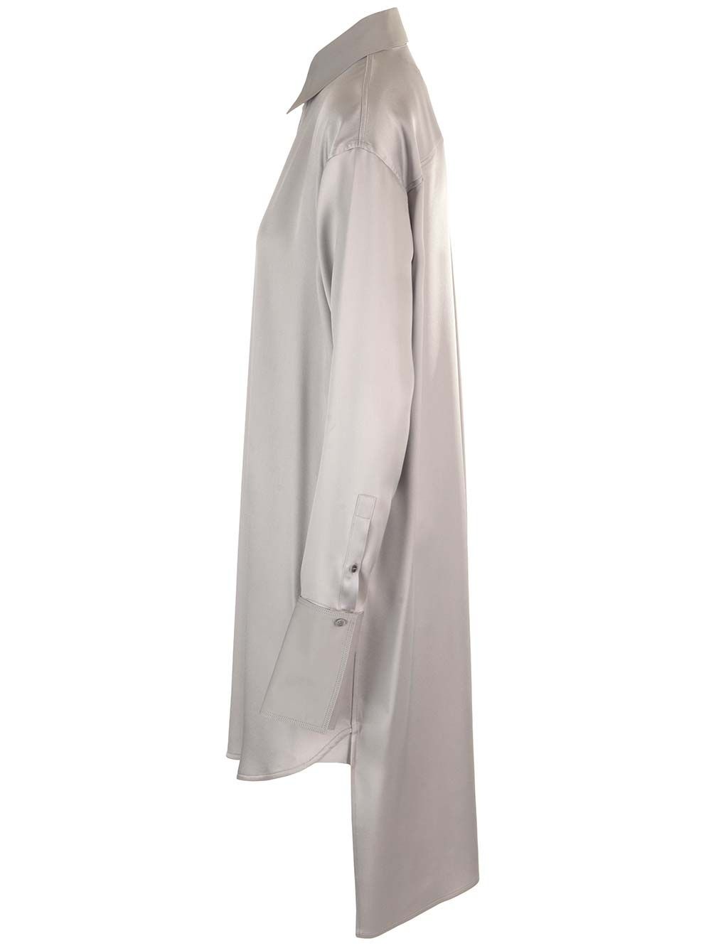 Unstructured Silk Shirtdress Dresses Grey - 3
